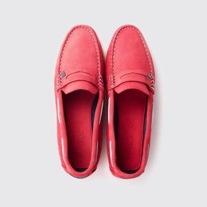DUBARRY of Ireland Coral/Navy Leather Luxury Loafer Deck Boat Shoes SZ 37 / 6.5